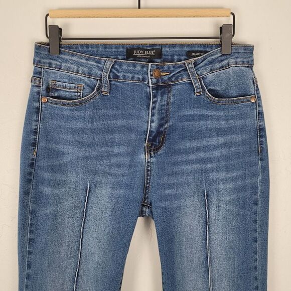 Judy Blue Size 30 Cropped Straight Fit Jeans Front Back Seam Stretch Blue - Picture 3 of 12